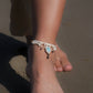 Bracelet de cheville bohème en micro macramé & larimar – Bijou de pied réglable et artisanal - Coton & Astrance