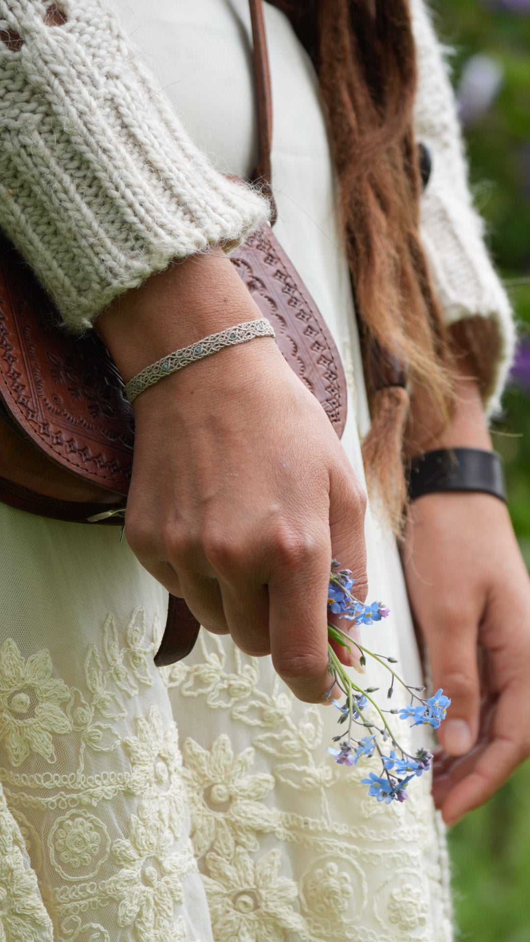 Bracelet bohème elfique en apatite bleue - Coton & Astrance