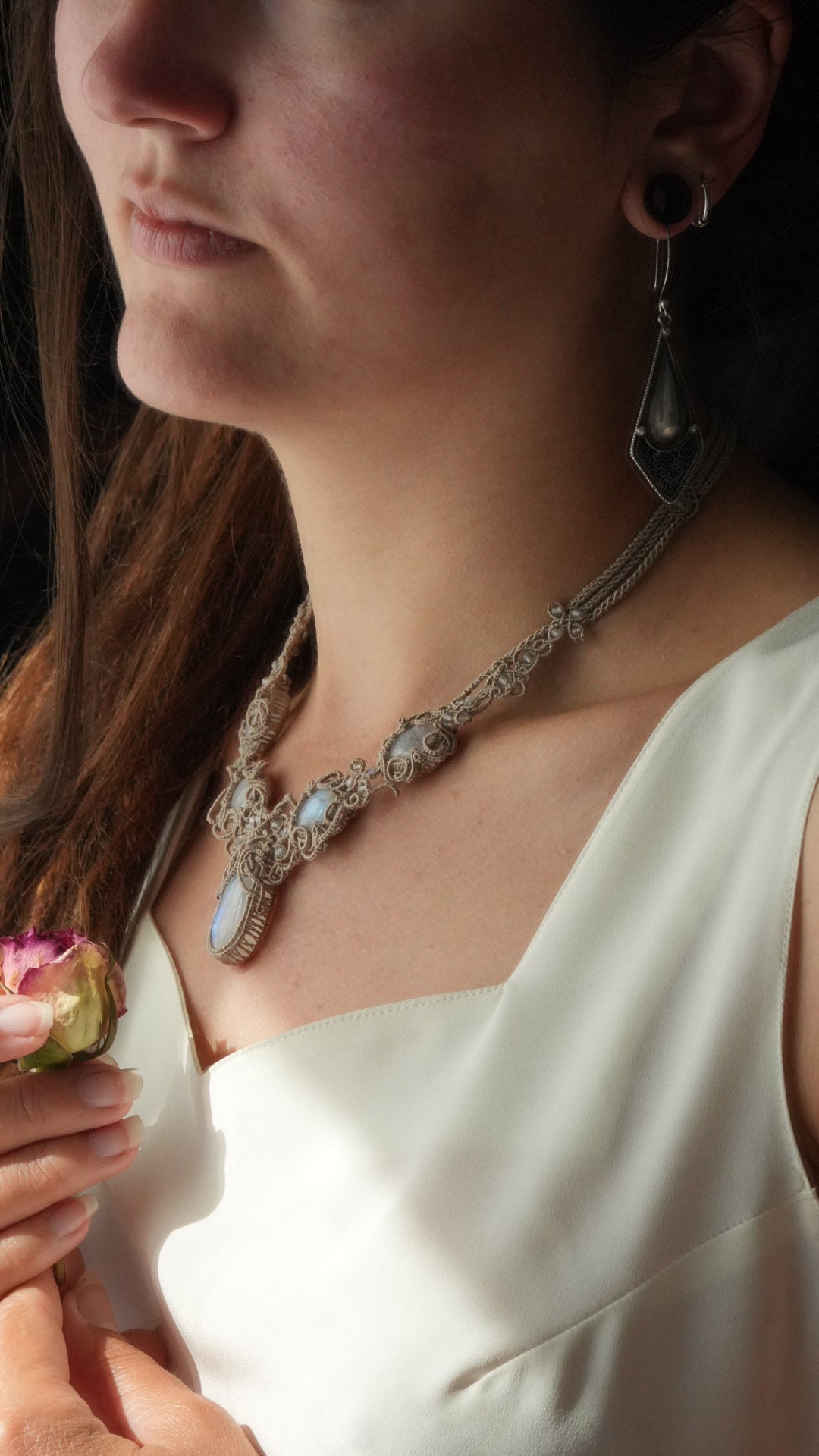 Parure pierre de lune pour mariage elfique (lot de 2) - Coton & Astrance