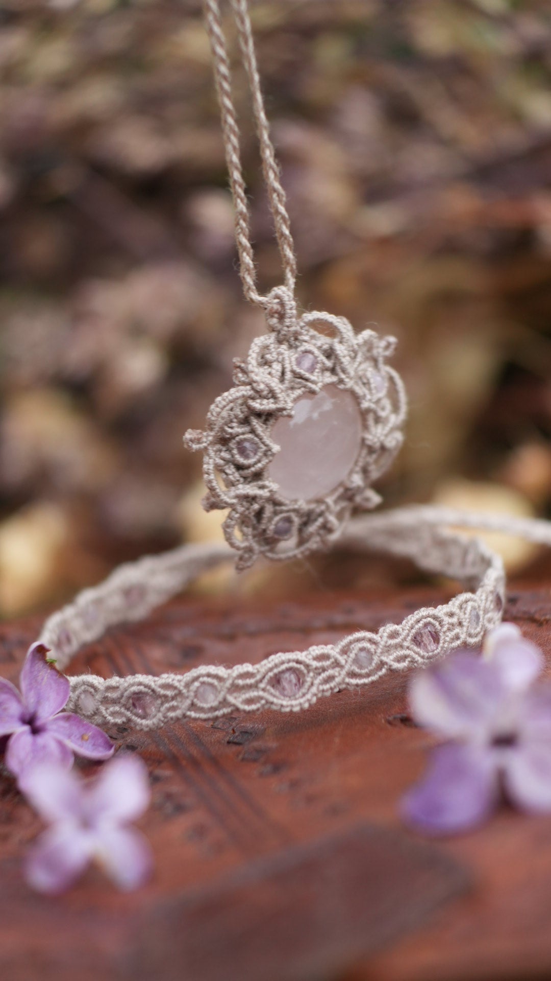 Parure dentelle en quartz rose (Lot de 2) - Coton & Astrance