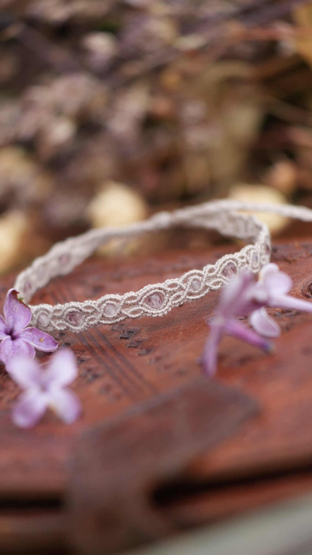 Bracelet minimaliste en quartz rose et perles de verre rose - Coton & Astrance
