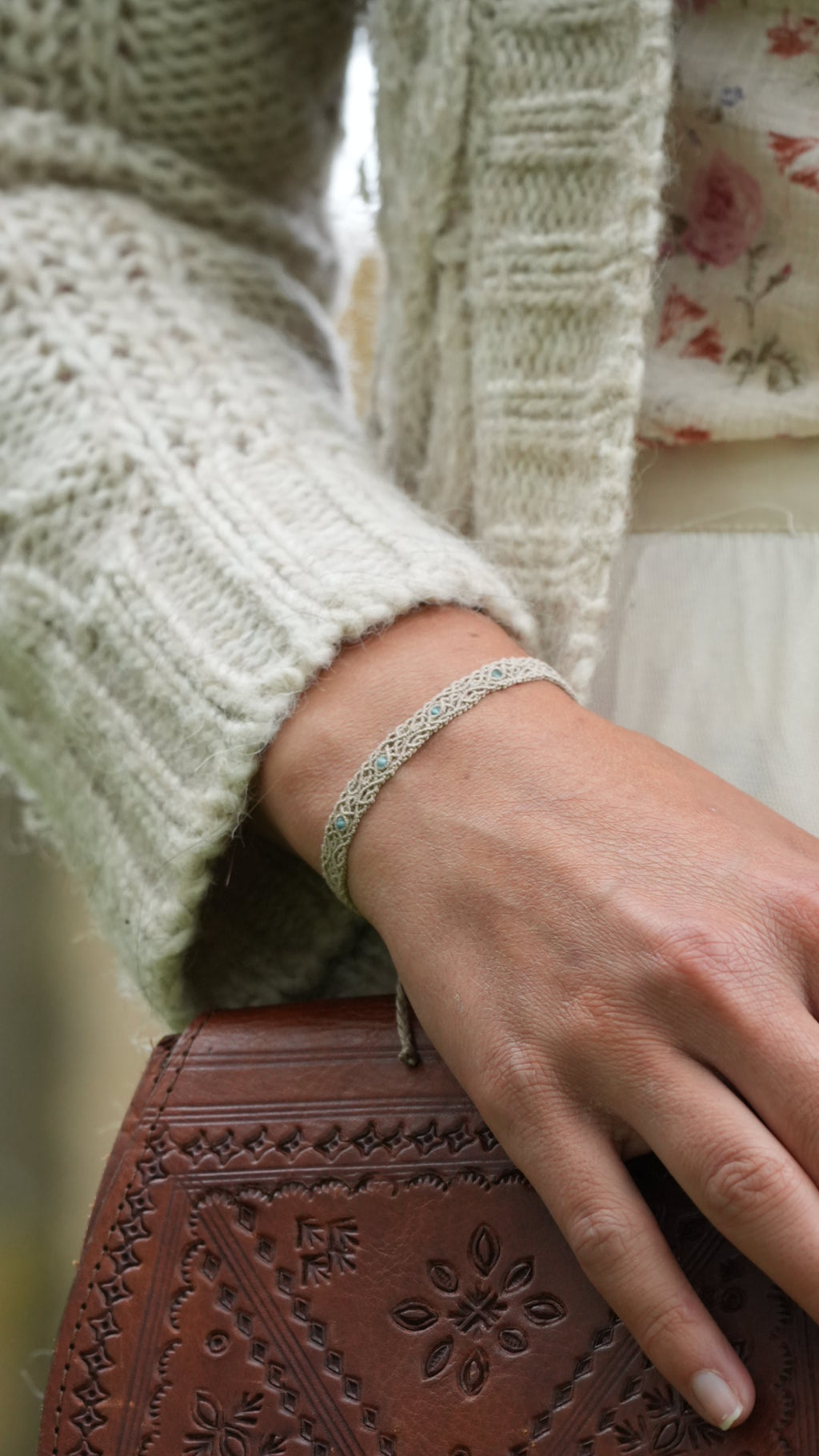 Bracelet bohème elfique en apatite bleue - Coton & Astrance