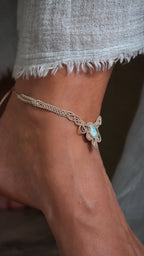2 Chevillères larimar en micro macramé – bracelets de cheville fait main