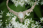 Collier V elfique labradorite pierre de lune • Ras de cou féérique - Coton & Astrance
