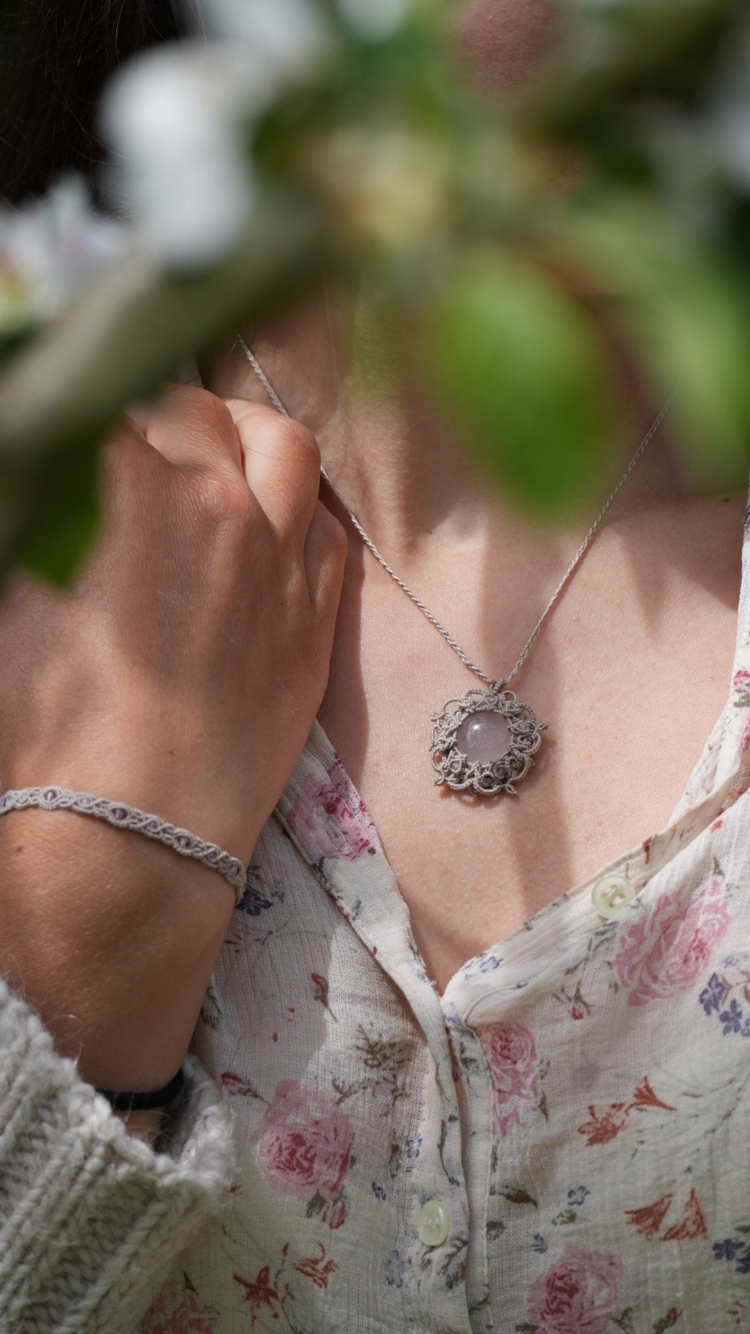 Parure dentelle en quartz rose (Lot de 2) - Coton & Astrance