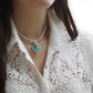 Collier ras de cou avec chrysocolle turquoise & coquillage - Coton & Astrance