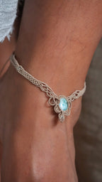 2 Chevillères larimar en micro macramé – bracelets de cheville fait main