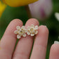 Puces florales micro macramé & citrine – Boucles elfiques - Coton & Astrance
