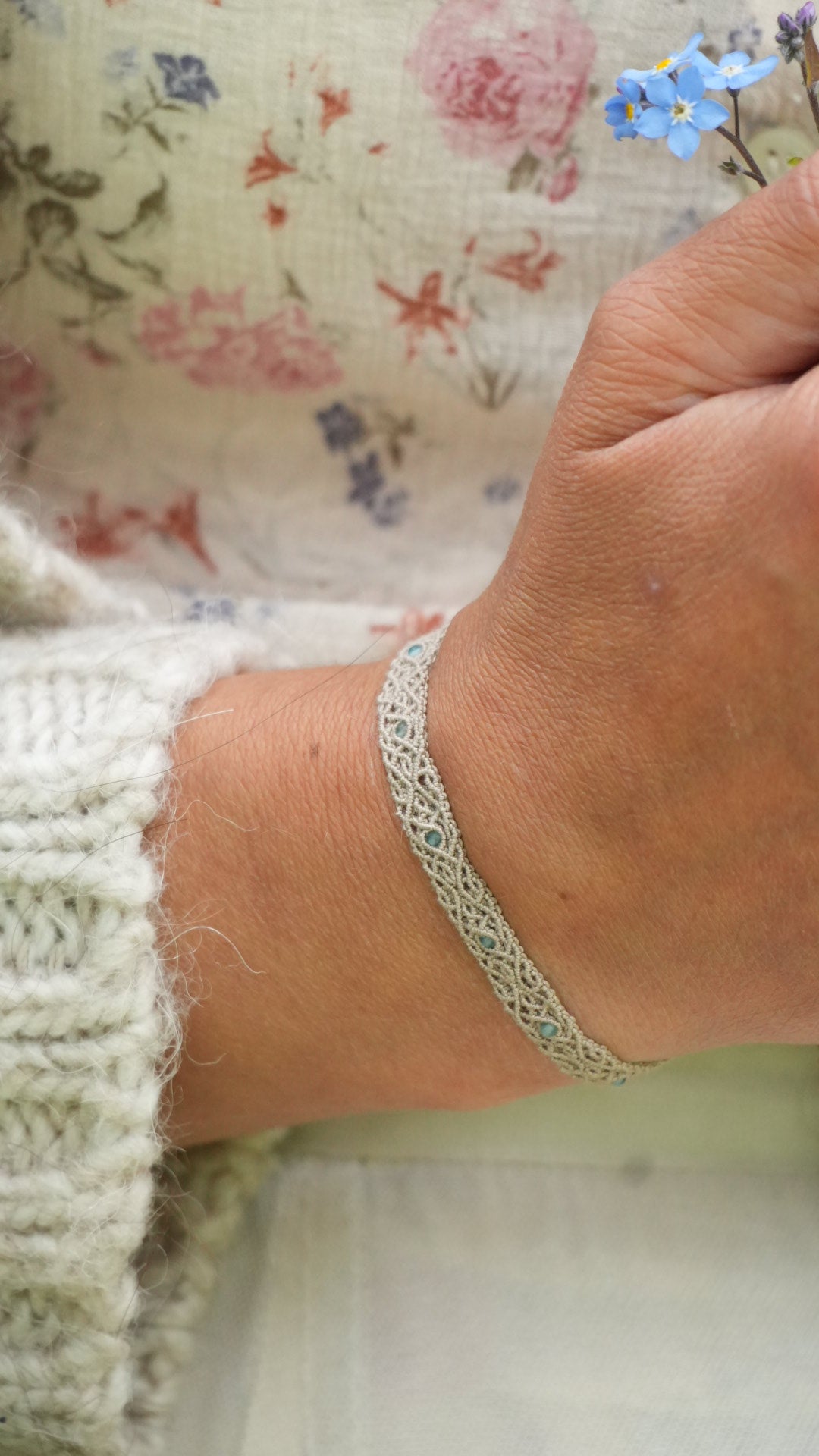 Bracelet bohème elfique en apatite bleue - Coton & Astrance