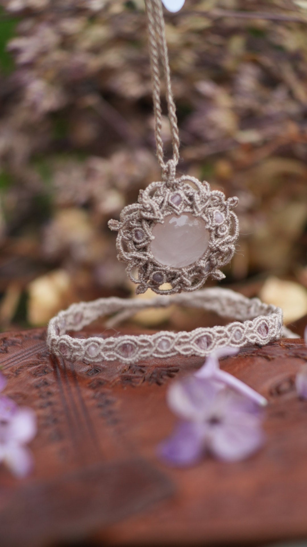 Parure dentelle en quartz rose (Lot de 2) - Coton & Astrance
