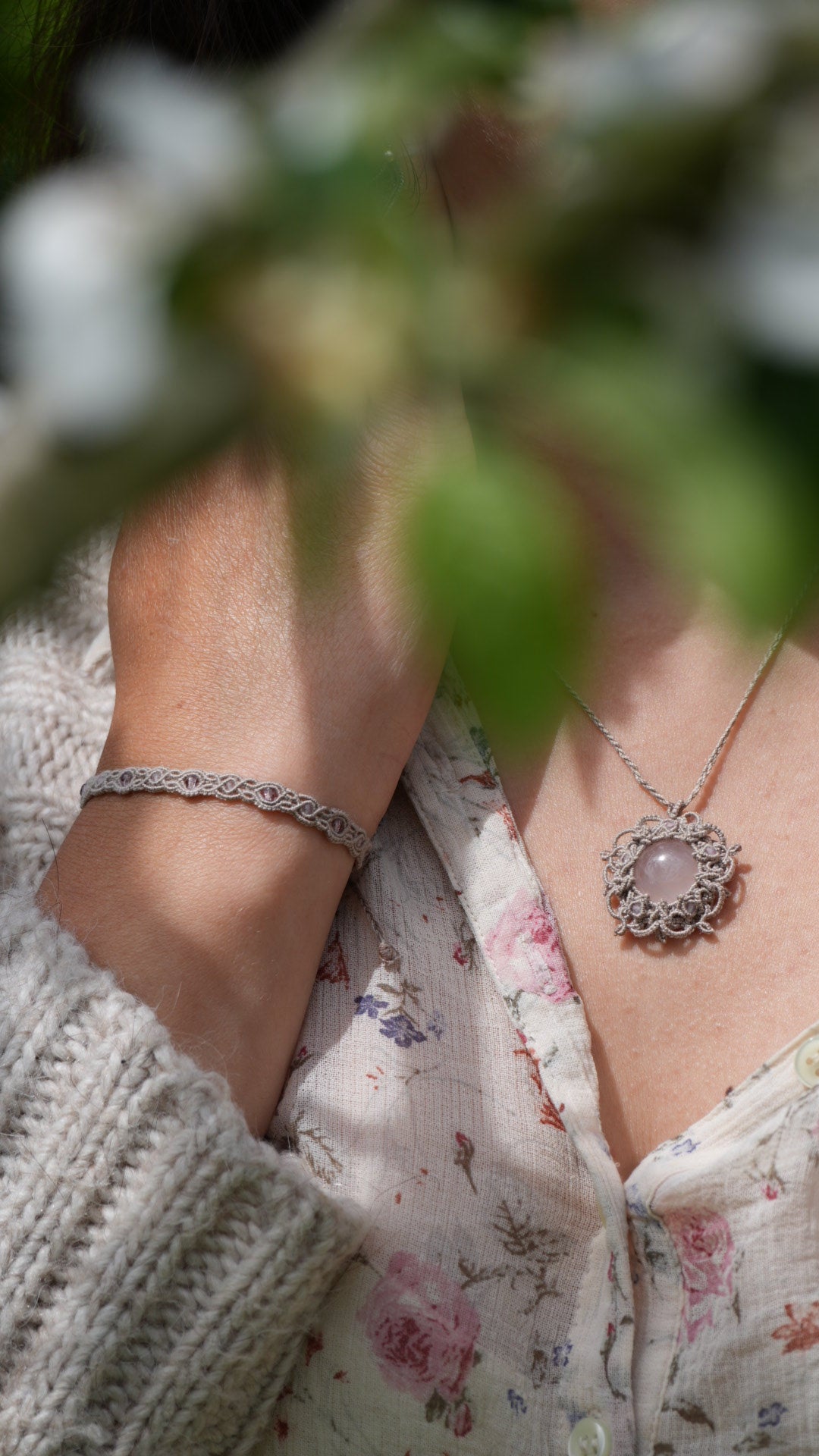 Parure dentelle en quartz rose (Lot de 2) - Coton & Astrance